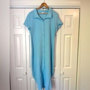 S'EDGE Light Blue Button-Up Dress
